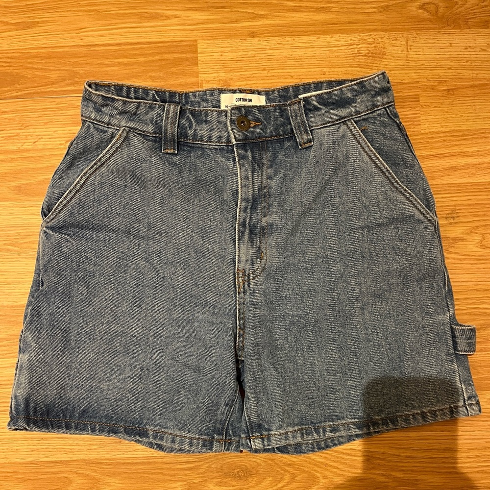 cotton on denim baggy cargo jorts